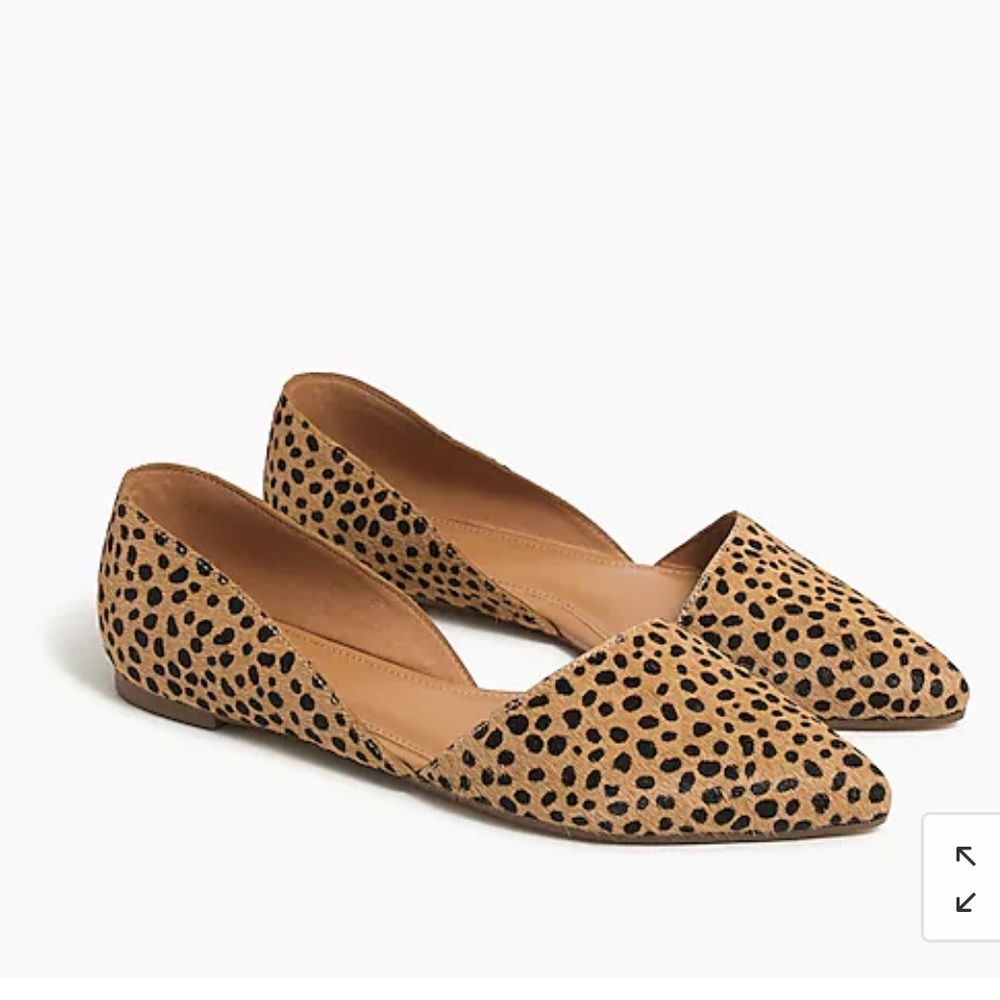 JCREW Zoe leopard calf hair d'Orsay flats